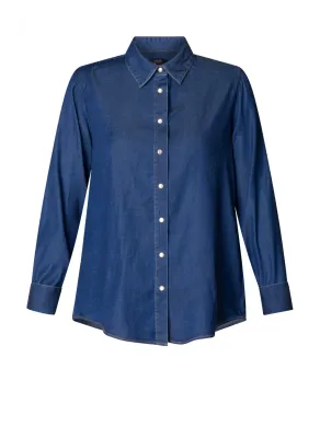 Yest 0005676 Women's Beatrice Button Up Blouse/DARK BLUE DENIM