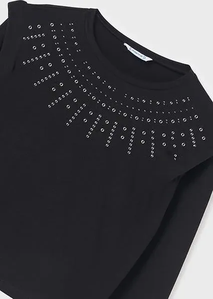 Mayoral 7055 Girl's Long Sleeve Studs T-Shirt