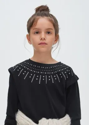 Mayoral 7055 Girl's LS Studs T-Shirt/