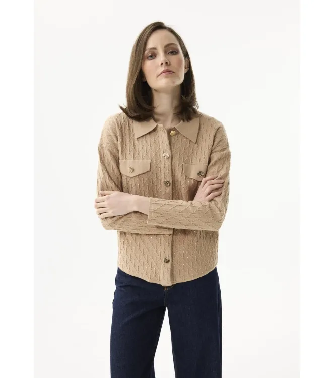 Leo & Ugo AW188-5 Women's Long Sleeve Rhinestone Cardigan
