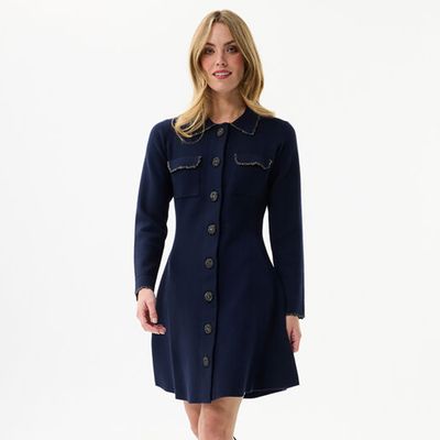 Leo & Ugo AWR185-5 Women's LS Button Up Knit Dress/ 