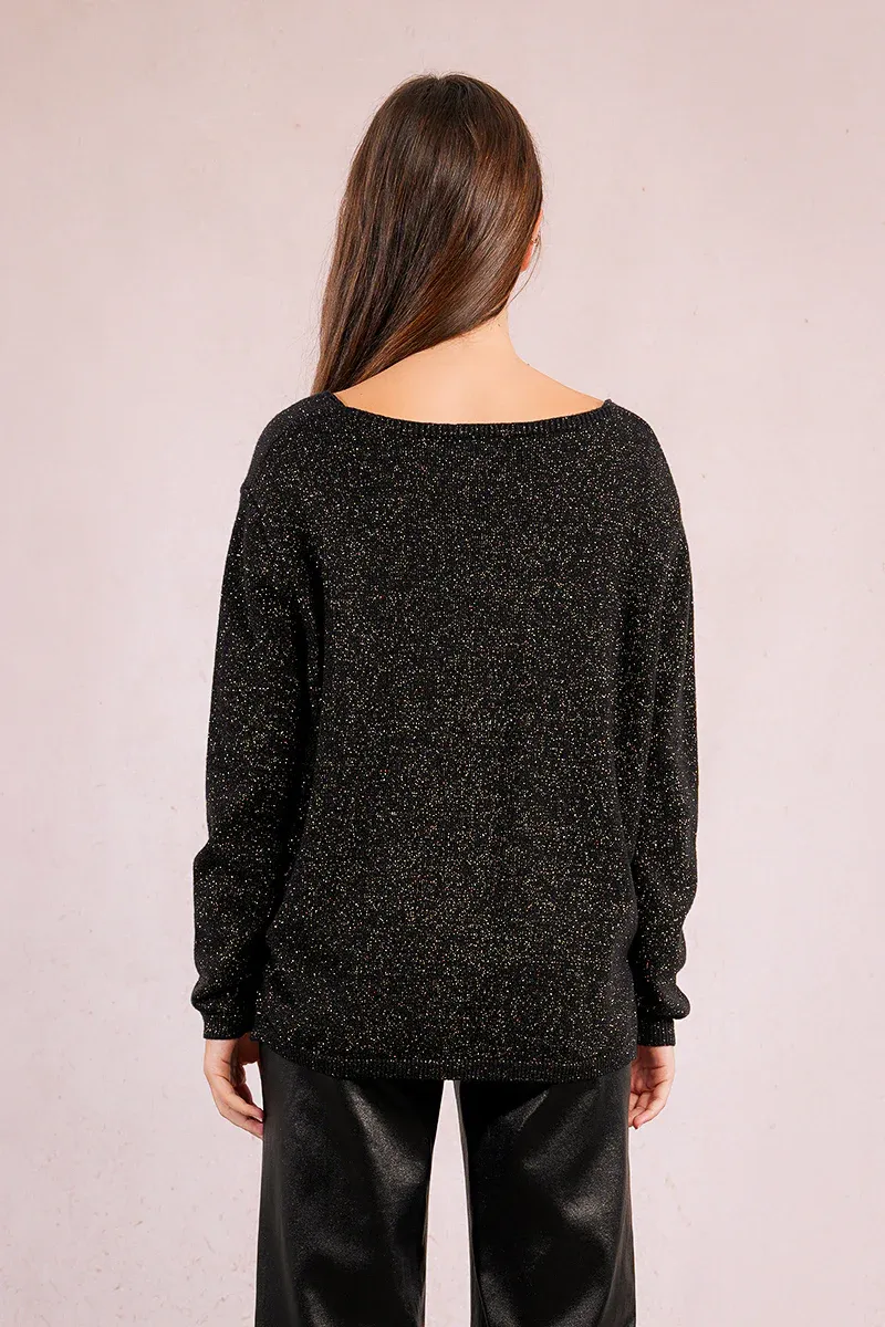 Molly Bracken LA1832DN Women's Long Sleeve V-Neck Shimmer Top