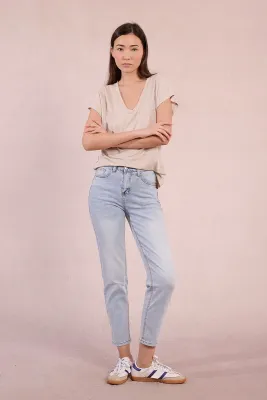 Molly Bracken T1533DN Women's SS V-Neck Shimmer T-Shirt /