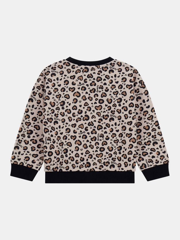 Guess K5BQ03KAD74 Girl's Long Sleeve Leopard Print Top