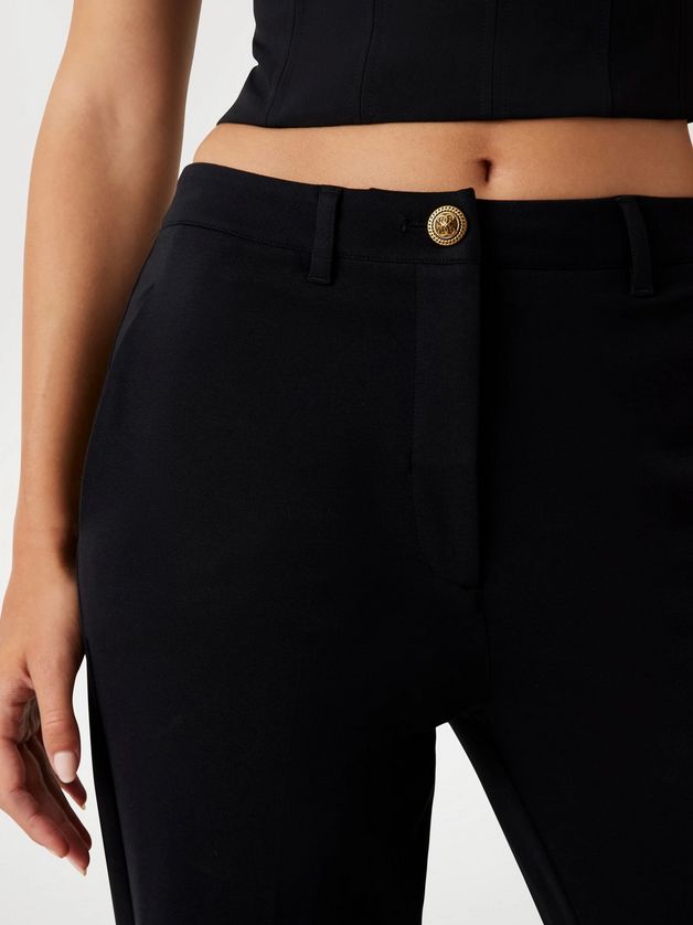 Guess W5YB66KCMU2 Women's Mid-Rise Regular-Fit Pants – Black