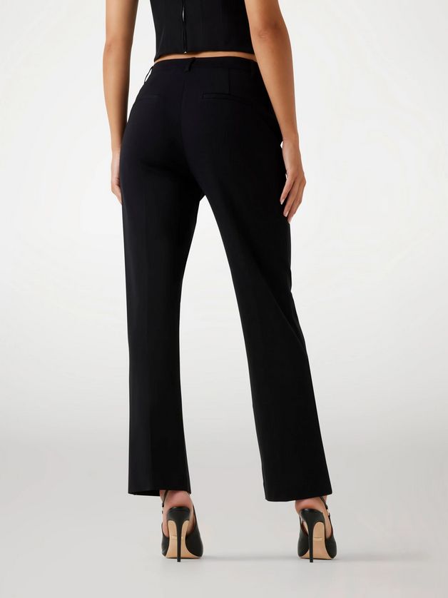 Guess W5YB66KCMU2 Women's Mid-Rise Regular-Fit Pants – Black