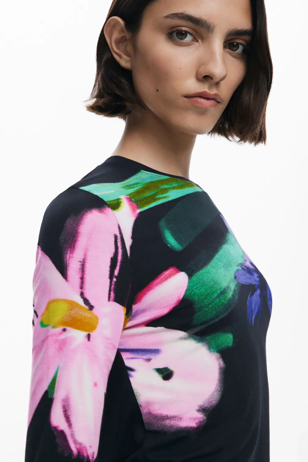 Desigual 25WWTK32 TS_LENA Women's Long Sleeve Floral T-Shirt