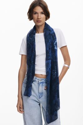Desigual 25WAWA26/5000 Women's Ribbed Paisley Scarf – Dark Blue