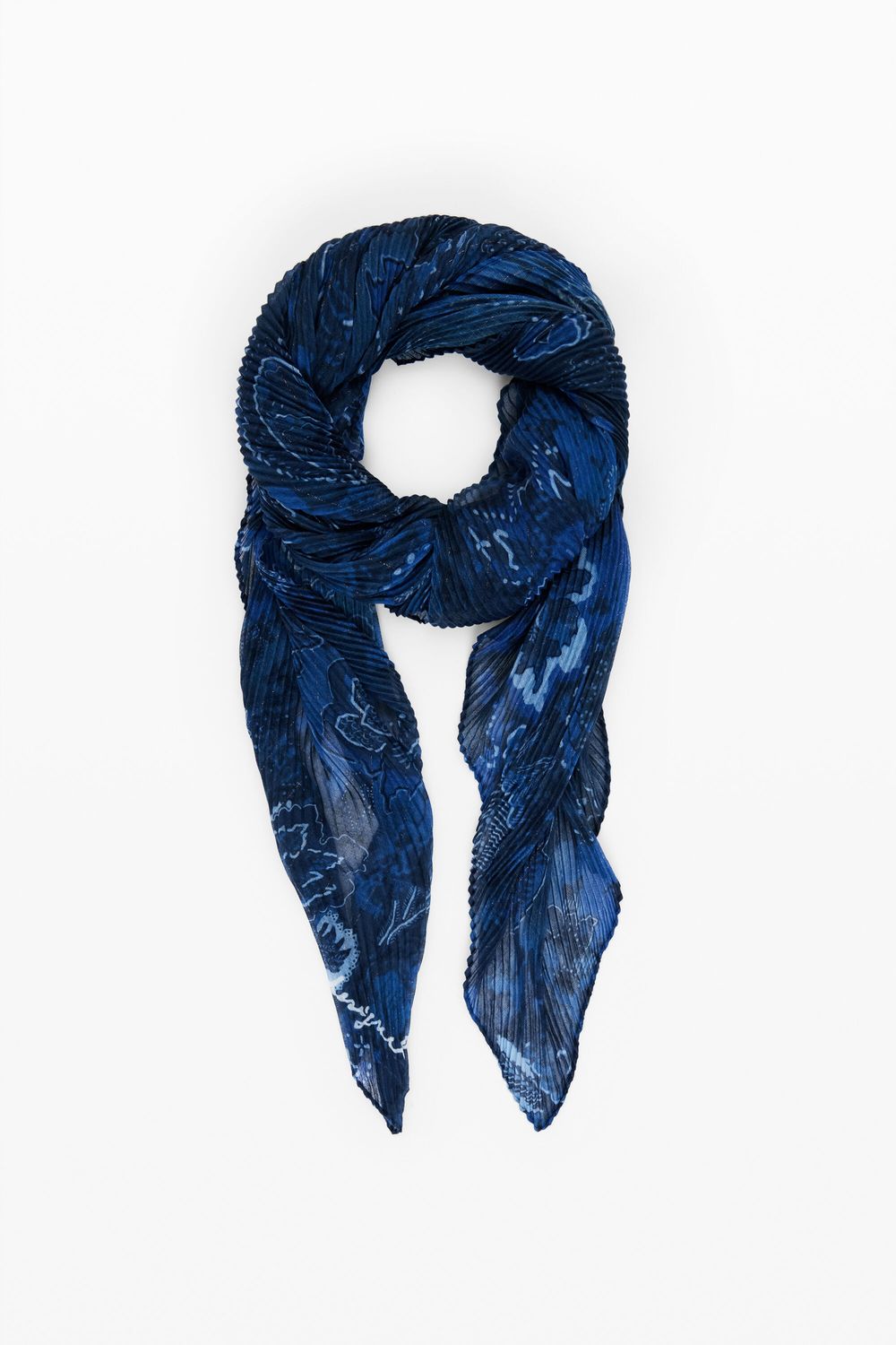 Desigual 25WAWA26/5000 Women's Ribbed Paisley Scarf – Dark Blue