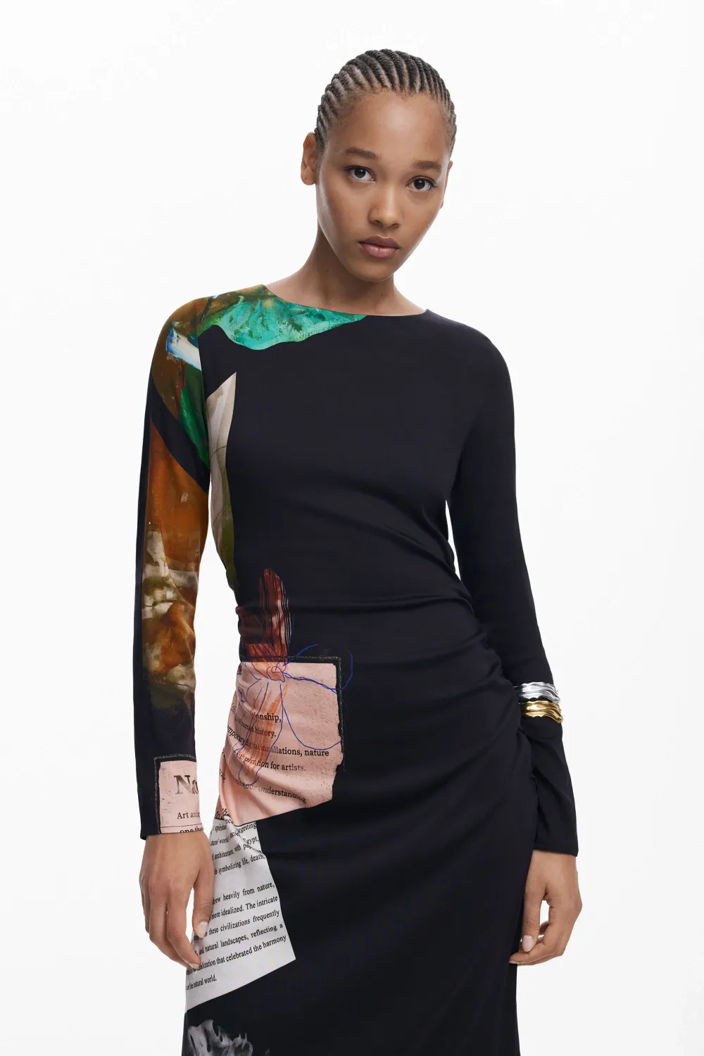 Desigual 25WWVW08/2000 Women's Collage Maxi Dress – Black