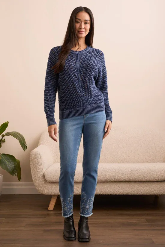 Tribal 5941O-4632-1625 Women's Knit Long Sleeve Crew Neck Sweater