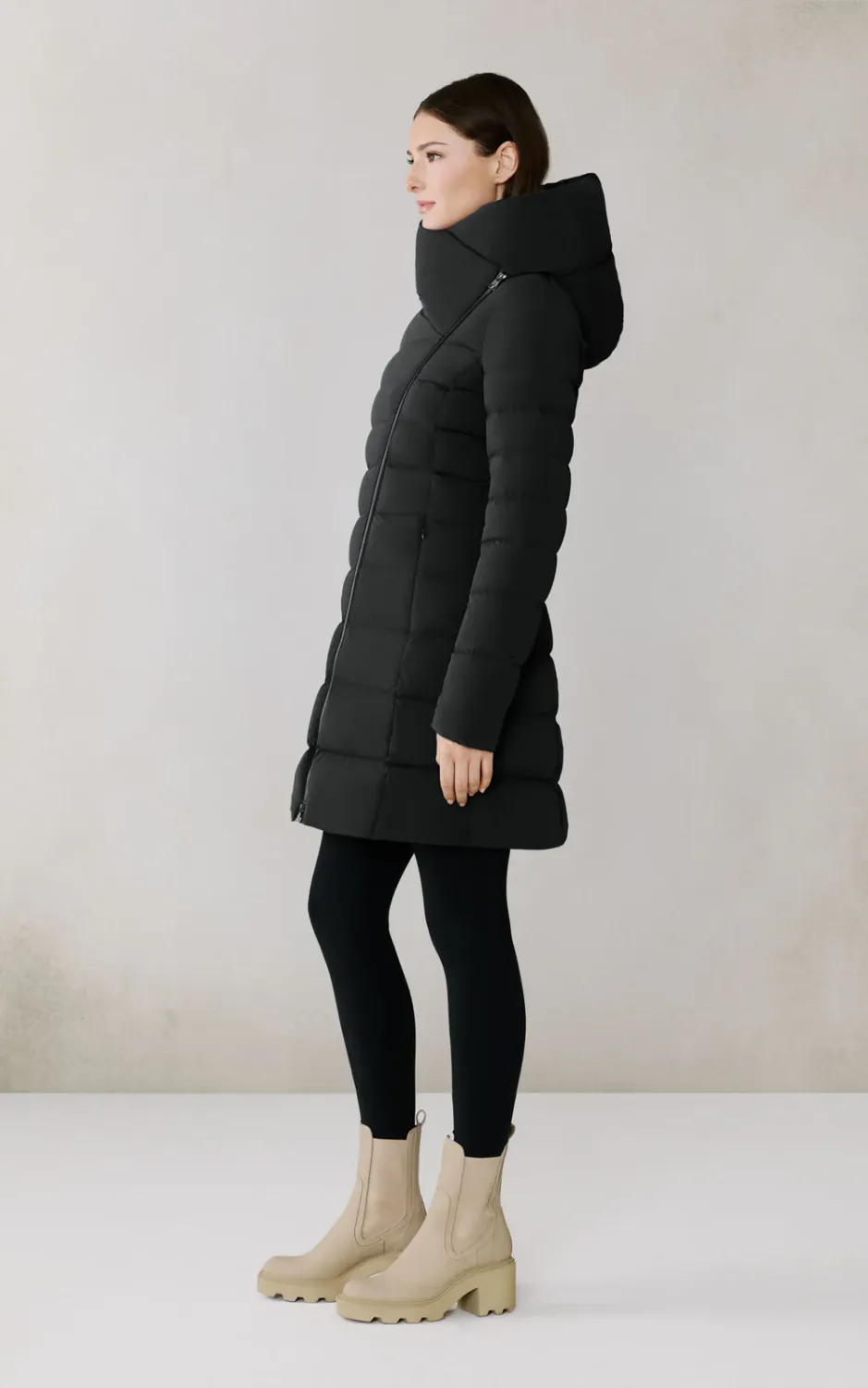 Soia & Kyo JUDY Women's Long Hooded Down-Filled Puffer Coat – Black