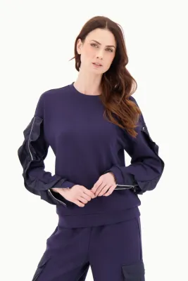 Gabby Isabella 525616- Spanner- Women's Satin Ruffle Zipper LS Top/