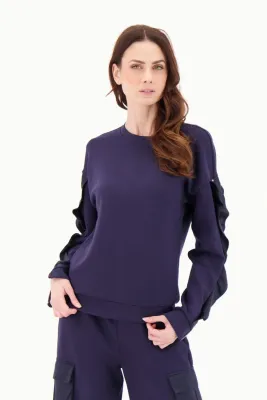Gabby Isabella 525616- Spanner- Women's Satin Ruffle Zipper LS Top/