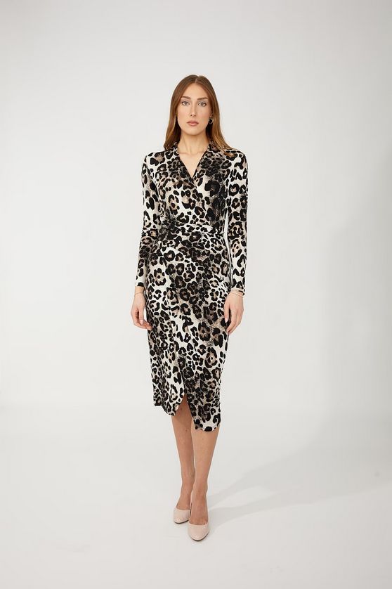 Frank Lyman 254217 Women's Leopard Print Knit Dress
