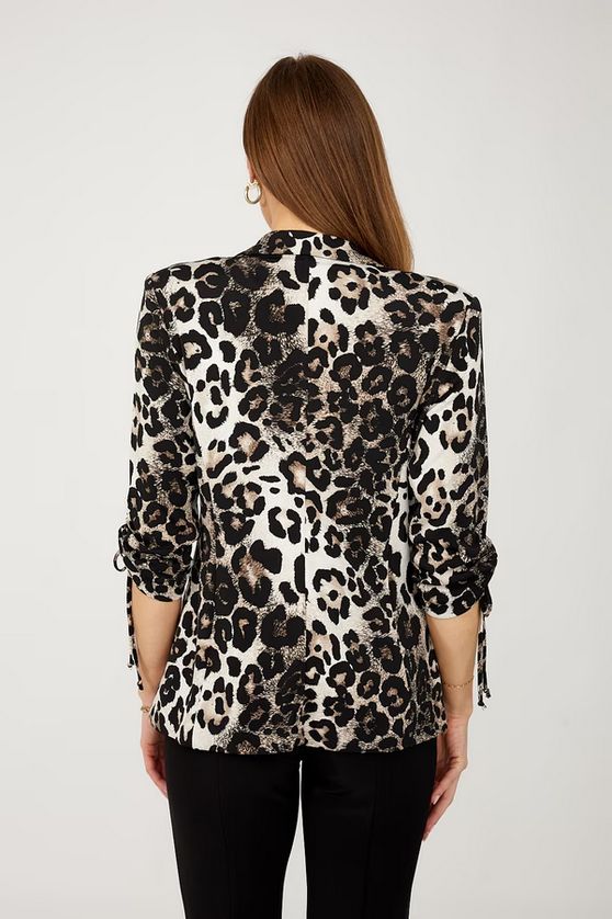 Frank Lyman 254218 Women's Long Sleeve Leopard Knit Blazer