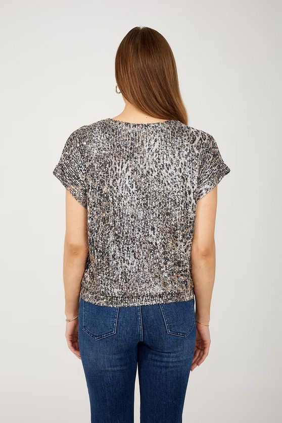 Frank Lyman 254284 Women's Short Sleeve Sequin Top