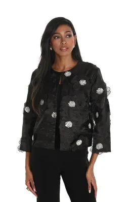 Frank Lyman 259727 Women's Bead & Sequin Flower Jacket/BLACK