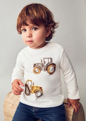 Mayoral 2069 White Long sleeve T-Shirt & Navy Pant Set