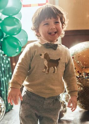 Mayoral 2343 Baby Boy's LS Dog Sweater/BEIGE