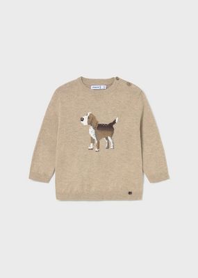 Mayoral 2343 Baby Boy's LS Dog Sweater/BEIGE