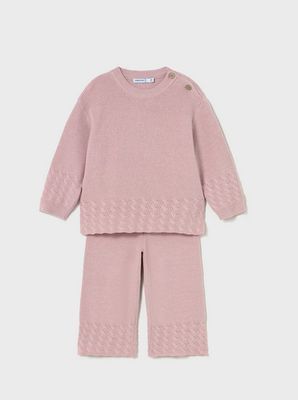 Mayoral 2592 Baby Girl's Long Sleeve Knit Sweater & Pants Set 2PC – Cuarzo