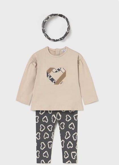 Mayoral 2744 Girl's Junior Long Sleeve T-Shirt, Legging & Headband Set 3PC