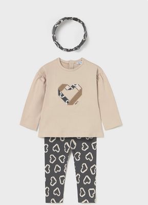 Mayoral 2744 Baby Girl's LS T-Shirt, Legging & Headband Set 3PC/
