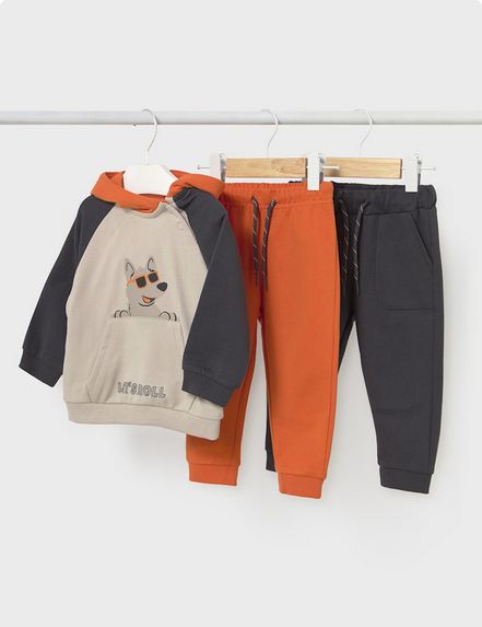 Mayoral 2835 Baby Boy's Hooded Sweater & Pants Tracksuit Set 3PC – Calabaza