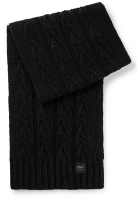 BOSS J52634 Men's Monochrome Knit Scarf – Black T4