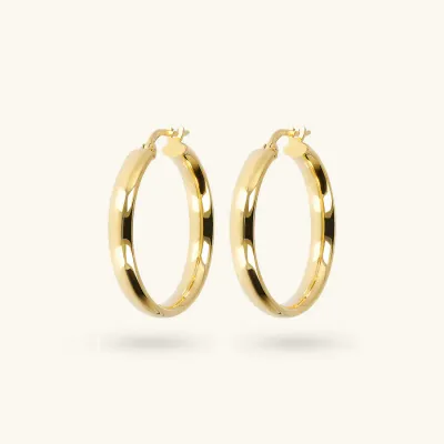 Etrusca WSET00386.YG Women's Small Gold Plated Hammered Round Hoop Earrings