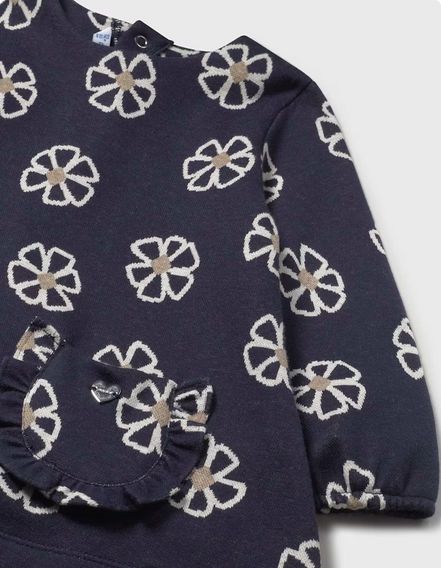 Mayoral 2918 Baby Girl's Long Sleeve Floral Dress – Marino