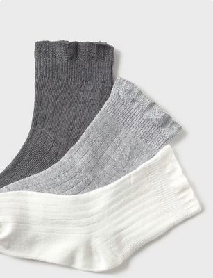 Mayoral 10011 Girl's Junior Socks Set 3PC/PLATA