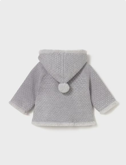 Mayoral 2333 Baby Girl's Long Sleeve Hooded Pompom Knit Cardigan