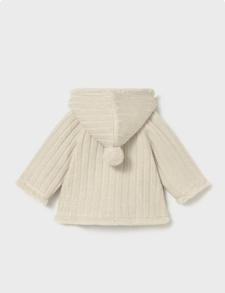 Mayoral 2333 Baby Girl's Long Sleeve Hooded Pompom Knit Cardigan