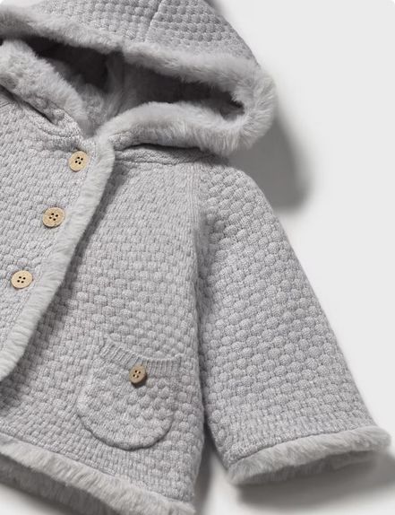 Mayoral 2333 Baby Girl's Long Sleeve Hooded Knit Pompom Cardigan – Vapor