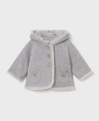 Mayoral 2333 Baby Girl's LS Hooded Knit Pompom Cardigan/VAPOR