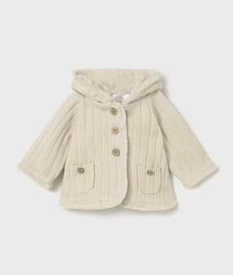 Mayoral 2333 Baby Girl's LS Hooded Pompom Knit Cardigan/