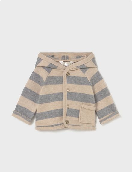 Mayoral 2625 Baby Boy's Long Sleeve Dog T-Shirt, Striped Cardigan & Pants Set 3PC – Cereal