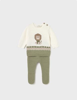 Mayoral 2563 Baby’s LS Embroidery Top & Leg Warmer Set 2PC/
