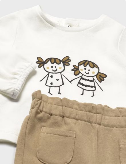 Mayoral 2633 Baby Girl's Long Sleeve T-Shirt & Tracksuit Set 3PC – Cacahuete