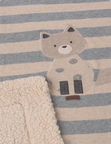 Mayoral 9956 Baby's Shearling Stripped Bear Blanket – Cereal