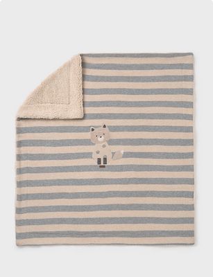Mayoral 9956 Baby's Shearling Stripped Bear Blanket – Cereal