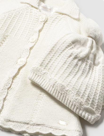 Mayoral 2412 Baby Girl's Knit Coat & Hat Set 2PC – Crudo