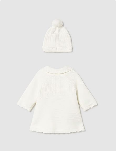 Mayoral 2412 Baby Girl's Knit Coat & Hat Set 2PC – Crudo