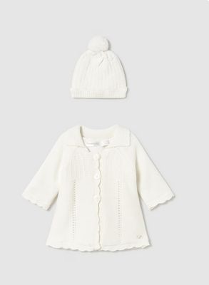 Mayoral 2412 Baby Girl's Knit Coat & Hat Set 2PC/CRUDO