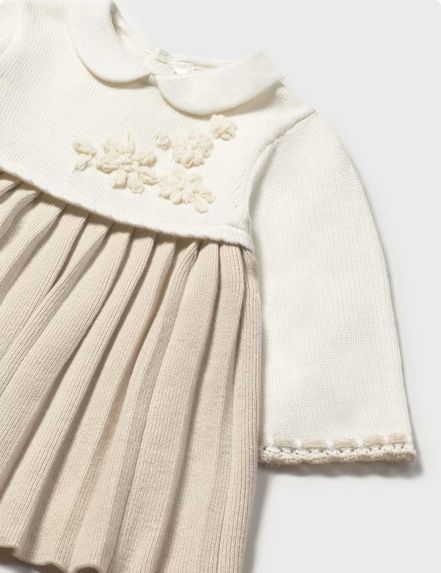 Mayoral 2804 Baby Girl's Long Sleeve Embroidered Flower Dress – Soja