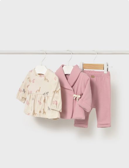 Mayoral 2561 Baby Girl's Long Sleeve T-Shirt, Cardigan & Pants Set 3PC – Orquidea