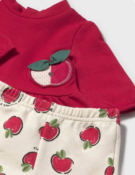 Mayoral 2634 Baby Girl's Long Sleeve Red Apple T-Shirt & Leggings Set 2PC – Guinda