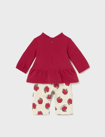 Mayoral 2634 Baby Girl's Long Sleeve Red Apple T-Shirt & Leggings Set 2PC – Guinda